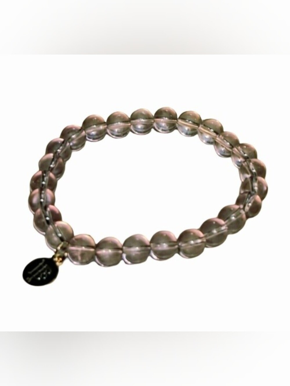 NWOT Bourbon & Boweties Lavender Amethyst Crystal Beaded Stretch Bracelet